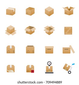 Box and Package Icons. Set of Transportation Vector Illustration Color Icons Flat Style.