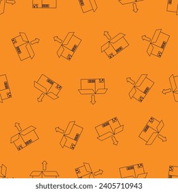 Box package line art seamless pattern. Suitable for backgrounds, wallpapers, fabrics, textiles, wrapping papers, printed materials, and many more. Editable vector.
