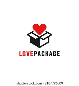 Paquete de caja con logotipo de símbolo de amor
