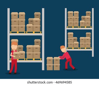 Box package man male avatar delivery shipping icon. Colorfull and flat illustration. Vector graphic
