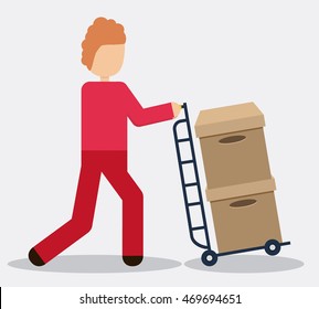 Box package man male avatar delivery shipping icon. Colorfull and flat illustration. Vector graphic