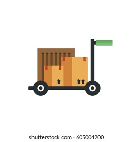 Box Package on a Cart Icon Illustration Isolated Vector Warehouse