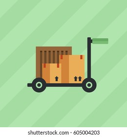 Box Package on a Cart Icon Illustration Isolated Vector Warehouse
