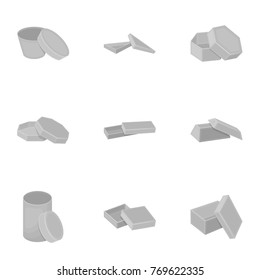 Box, package, packaging, and other web icon in monochrome style.Shell, framework, boxing, icons in set collection.