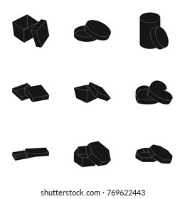 Box, package, packaging, and other web icon in black style.Shell, framework, boxing, icons in set collection.