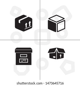 Box, package, parcel, delivery, logistics lineal icon set. Transparent background.