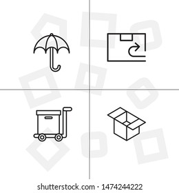 Box, package, parcel, delivery, logistics lineal icon set. Transparent background.