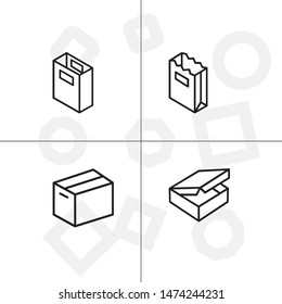 Box, package, parcel, delivery, logistics lineal icon set. Transparent background.