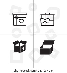 Box, package, parcel, delivery, logistics lineal icon set. Transparent background.