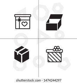 Box, package, parcel, delivery, logistics lineal icon set. Transparent background.