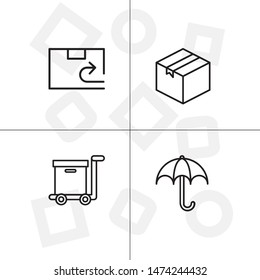 Box, package, parcel, delivery, logistics lineal icon set. Transparent background.