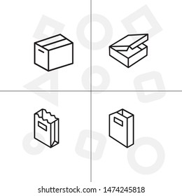 Box, package, parcel, delivery, logistics lineal icon set. Transparent background.