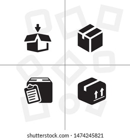 Box, package, parcel, delivery, logistics lineal icon set. Transparent background.