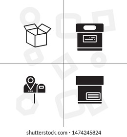 Box, package, parcel, delivery, logistics lineal icon set. Transparent background.