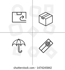 Box, package, parcel, delivery, logistics lineal icon set. Transparent background.