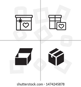 Box, package, parcel, delivery, logistics lineal icon set. Transparent background.