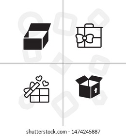 Box, package, parcel, delivery, logistics lineal icon set. Transparent background.