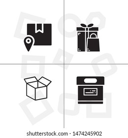 Box, package, parcel, delivery, logistics lineal icon set. Transparent background.