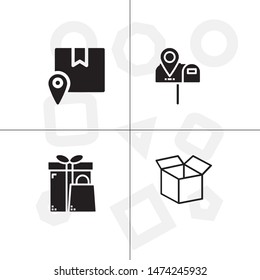 Box, package, parcel, delivery, logistics lineal icon set. Transparent background.