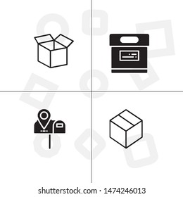 Box, package, parcel, delivery, logistics lineal icon set. Transparent background.