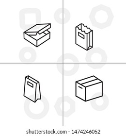 Box, package, parcel, delivery, logistics lineal icon set. Transparent background.