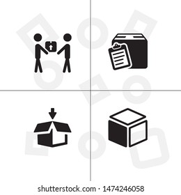 Box, package, parcel, delivery, logistics lineal icon set. Transparent background.