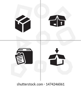 Box, package, parcel, delivery, logistics lineal icon set. Transparent background.