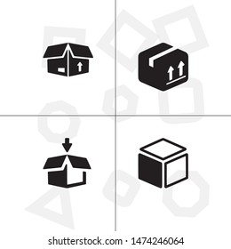 Box, package, parcel, delivery, logistics lineal icon set. Transparent background.