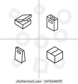 Box, package, parcel, delivery, logistics lineal icon set. Transparent background.