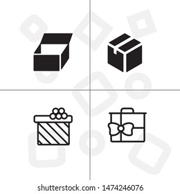 Box, package, parcel, delivery, logistics lineal icon set. Transparent background.
