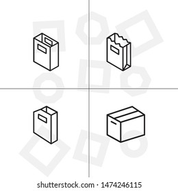 Box, package, parcel, delivery, logistics lineal icon set. Transparent background.