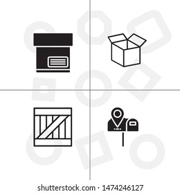 Box, package, parcel, delivery, logistics lineal icon set. Transparent background.