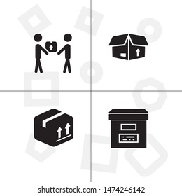 Box, package, parcel, delivery, logistics lineal icon set. Transparent background.