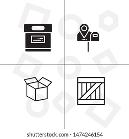Box, package, parcel, delivery, logistics lineal icon set. Transparent background.