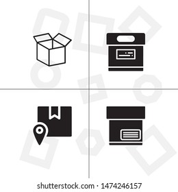 Box, package, parcel, delivery, logistics lineal icon set. Transparent background.