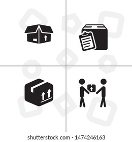 Box, package, parcel, delivery, logistics lineal icon set. Transparent background.