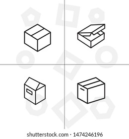 Box, package, parcel, delivery, logistics lineal icon set. Transparent background.