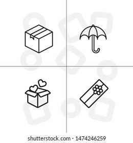 Box, package, parcel, delivery, logistics lineal icon set. Transparent background.