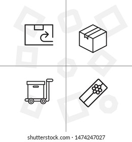 Box, package, parcel, delivery, logistics lineal icon set. Transparent background.