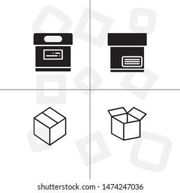 Box, package, parcel, delivery, logistics lineal icon set. Transparent background.