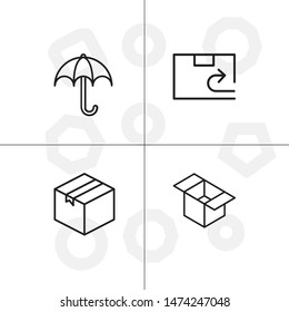 Box, package, parcel, delivery, logistics lineal icon set. Transparent background.