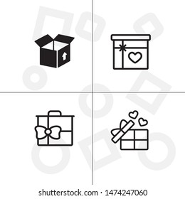 Box, package, parcel, delivery, logistics lineal icon set. Transparent background.