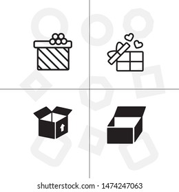 Box, package, parcel, delivery, logistics lineal icon set. Transparent background.