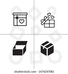 Box, package, parcel, delivery, logistics lineal icon set. Transparent background.