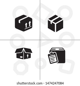 Box, package, parcel, delivery, logistics lineal icon set. Transparent background.