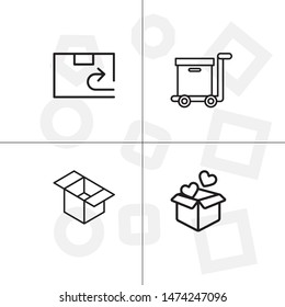 Box, package, parcel, delivery, logistics lineal icon set. Transparent background.