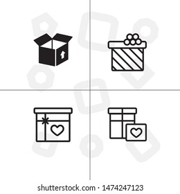 Box, package, parcel, delivery, logistics lineal icon set. Transparent background.