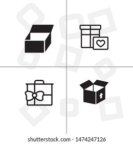 Box, package, parcel, delivery, logistics lineal icon set. Transparent background.
