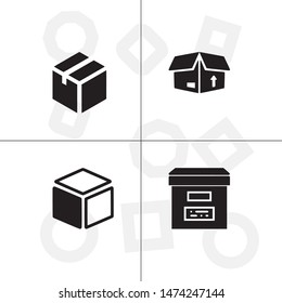 Box, package, parcel, delivery, logistics lineal icon set. Transparent background.