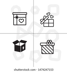 Box, package, parcel, delivery, logistics lineal icon set. Transparent background.
